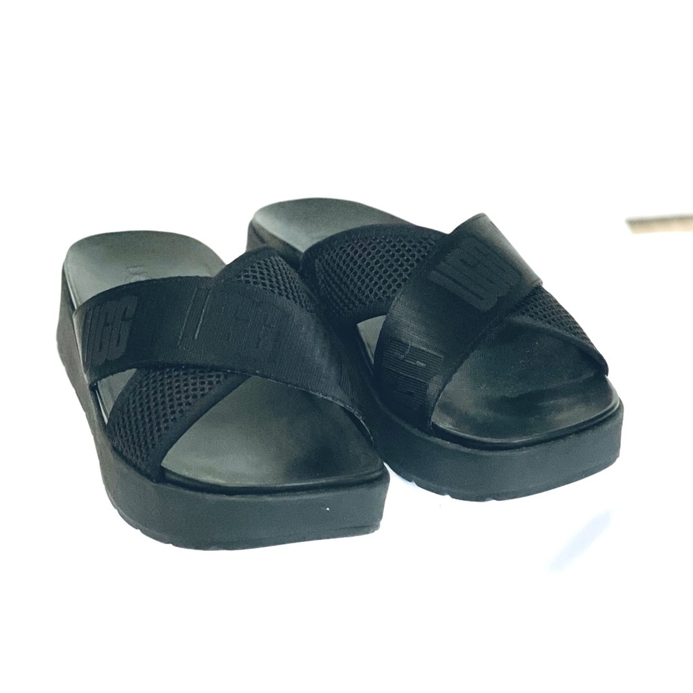UGG Emily Mesh Cross Slide Platform - Black - Size 7M
